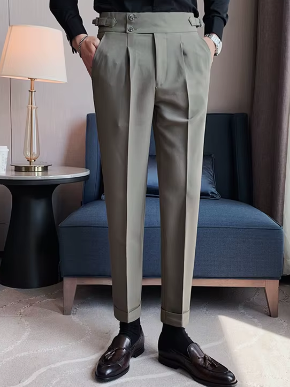 KENJI® Draped High-waist Trousers